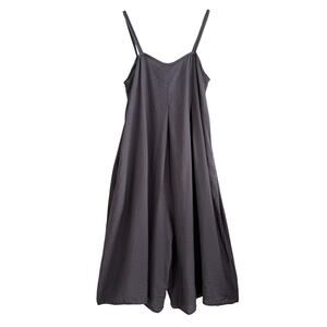 Cut Loose Parachute Wide Leg Crop Jumpsuit Gray Rayon Lagenlook Artsy L/XL